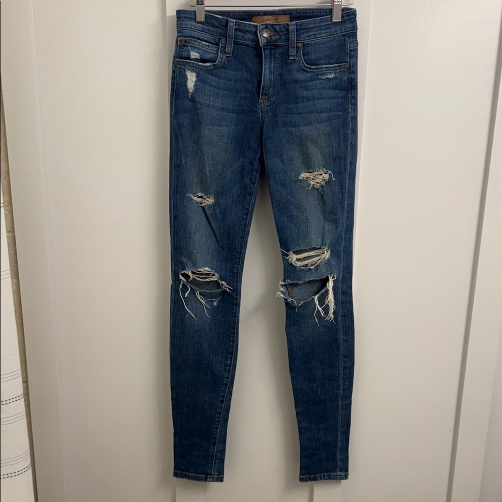 Joe's Jeans The Icon Skinny Dark Blue Distressed Skinny Jeans